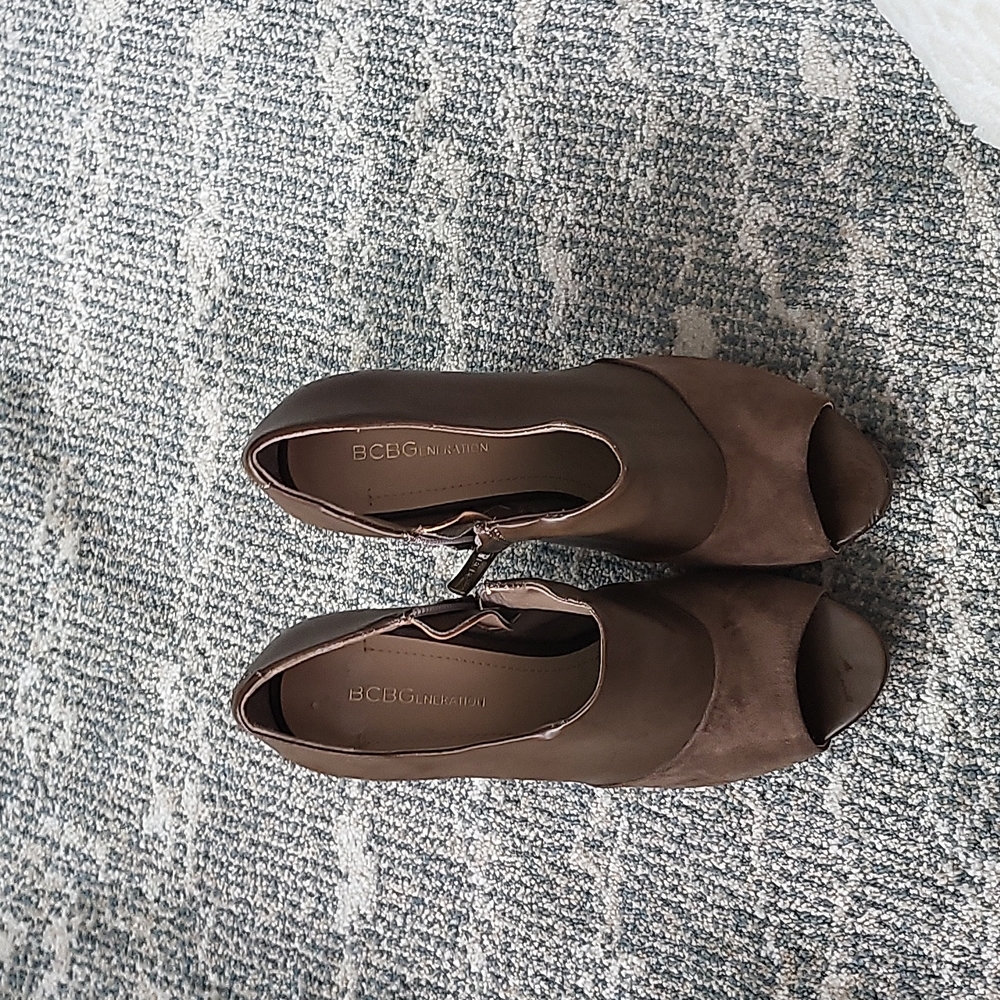BCBG open toe booties